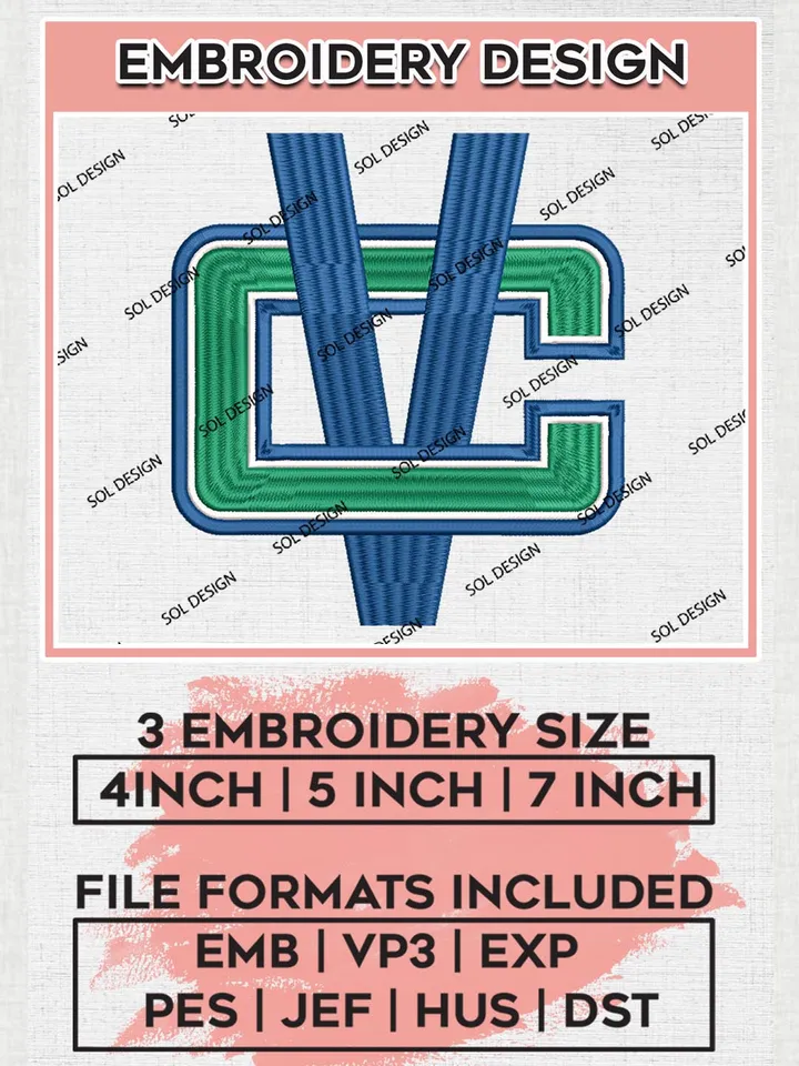 Vancouver Canucks Embroidery Designs, NHL Vancouver Canucks Team Logo Embroidery, NHL Embroidery Designs, NHL Machine Embroidery Designs, Digital Download