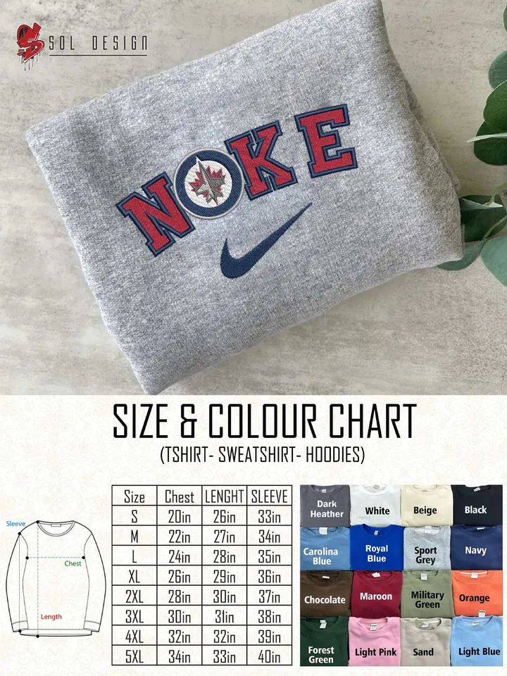 Winnipeg Jets Embroidered Sweatshirt, NHL Jets Embroidered T Shirt, NHL Embroidered Sweater, NHL Winnipeg Jets Shirt, Hockey Embroidered Hoodie