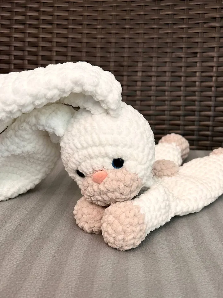 Bunny baby lovey Crochet bunny snuggler Handmade bunny plushie Cuddle toy for kids