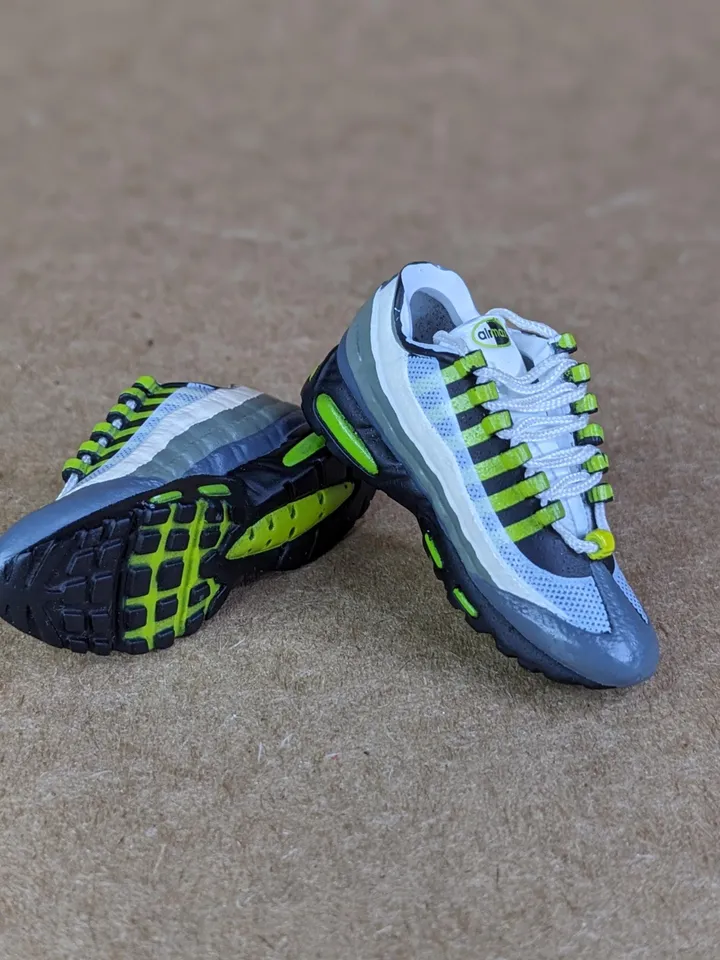 Premium white & gray sneakers for 12 inch male dolls
