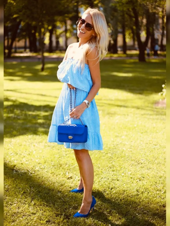 Blue Genuine Python Skin Crossbody Chain Bag | Bright Summer Bag | Elegant Women Bag | Chain Strap Crossbody Ultramarine Royal Blue Purse