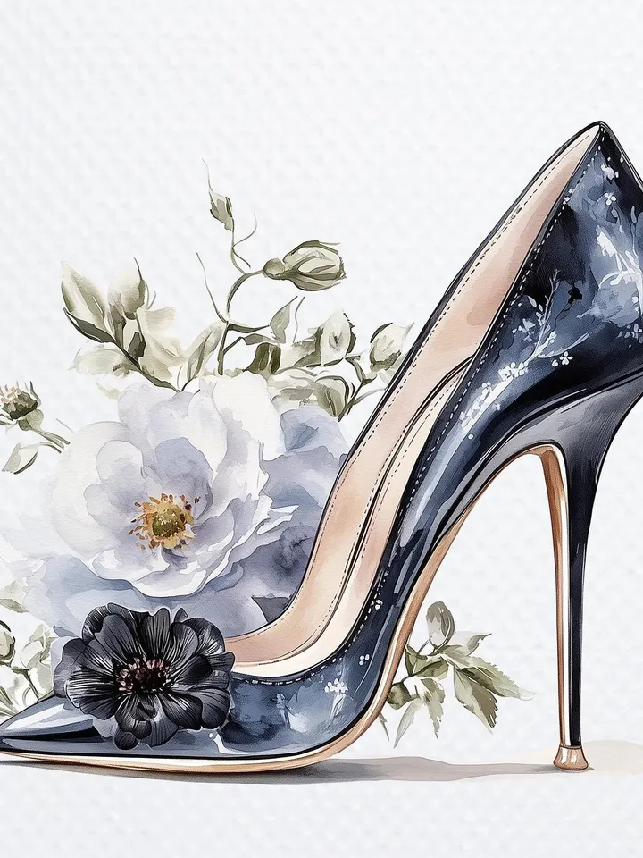 15 Floral Prom Shoes PNG Bundle, Printable Watercolor sublimation, High Quality PNGs, Digital download, Paper crafts, junk journals