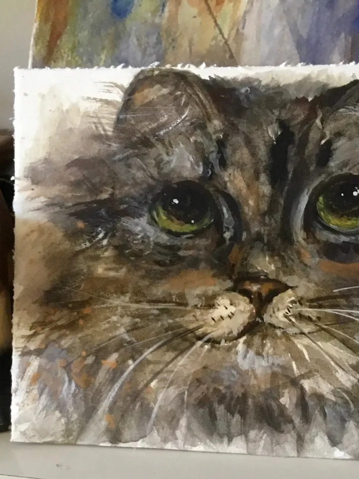 Grey cat original watercolour painting,watercolour animals painting,cat lovers gifts.