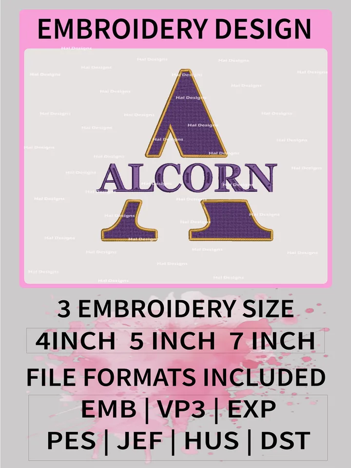 NCAA Alcorn State Braves Embroidery File, 3 Sizes, 6 Formats, NCAA Machine Embroidery Design, NCAA Logo, NCAA Teams