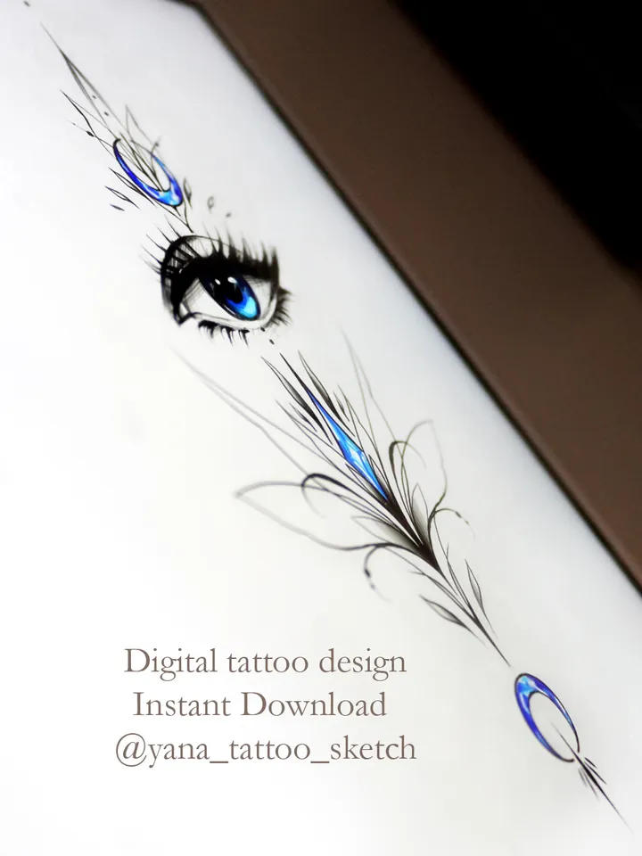Third Eye Tattoo Design Evil Eye Tattoo Idea Sketch Stencil, Instant download PDF, JPG