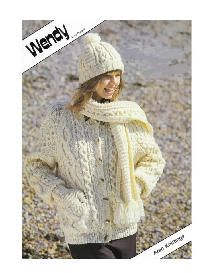 Aran cardigan knitting pattern, women ladies cardigan instant download