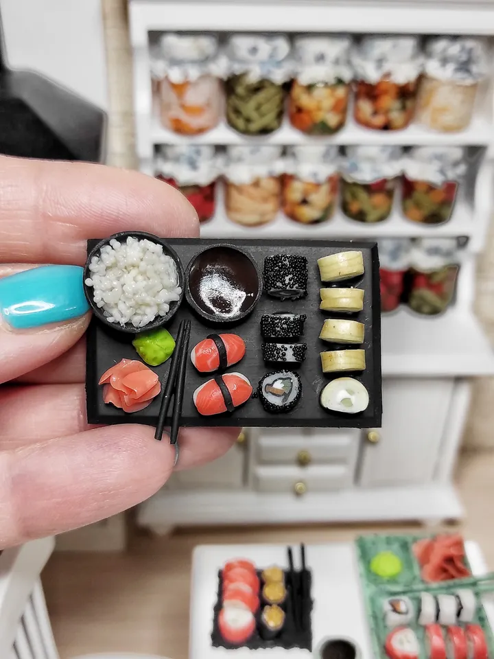 Japanese food, Realistic sushi and rolls for dollhouse, food for dolls, gift ideas, miniature, mini food, small food
