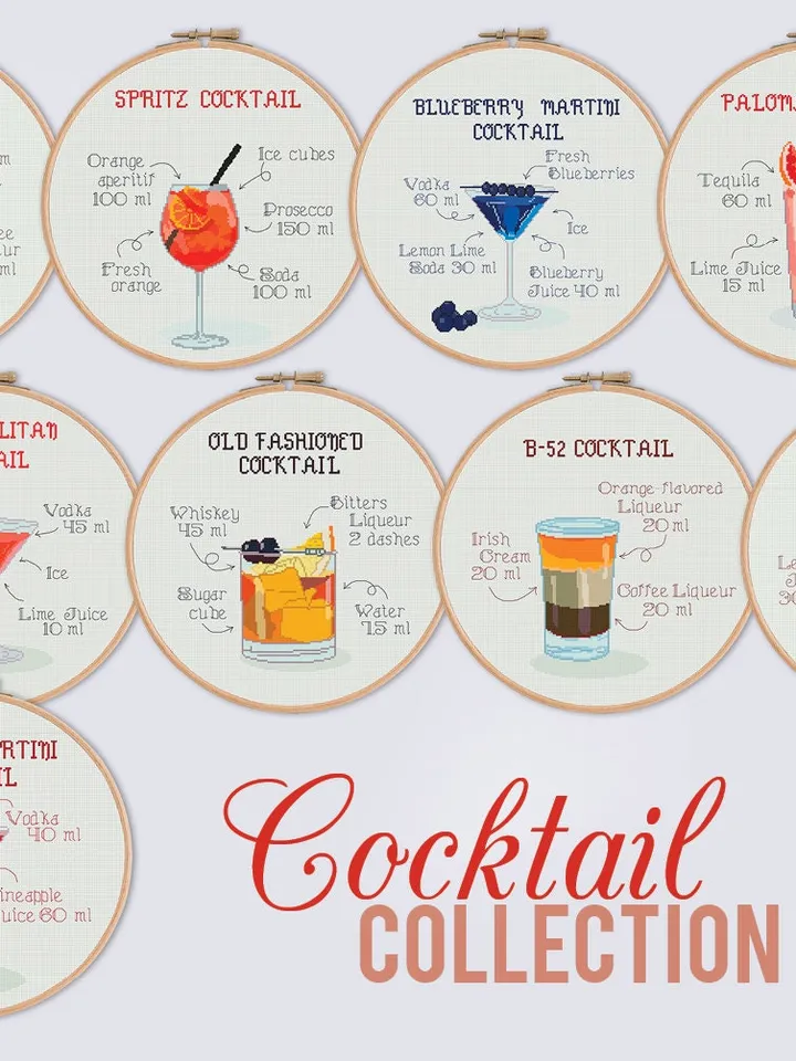 Cocktail Whiskey Sour Cross stitch pattern | Embroidery Pattern | Instant Download | Embroidery Designs