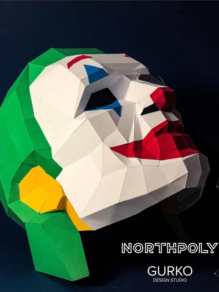 Clown Mask Papercraft, Digital Template, PDF Download, Gurko, 3D Low Poly Animal Mask, DIY Origami, Pepakura, Paper Mask, DIY Costume