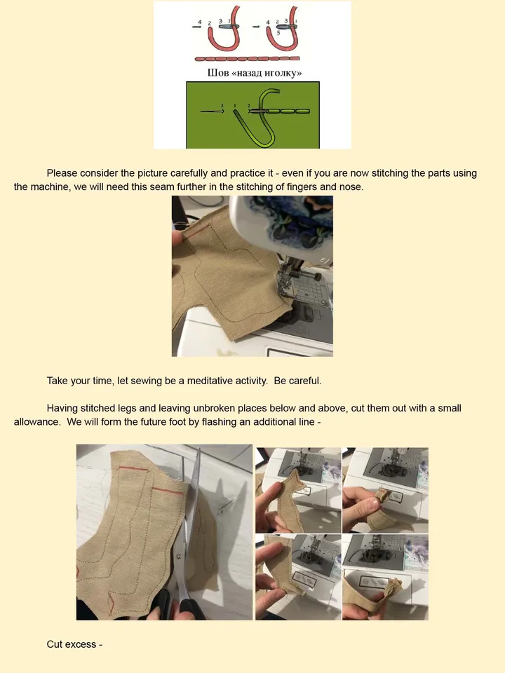 DIY textile doll “Bearded man with dreadlocks" PDF Eng