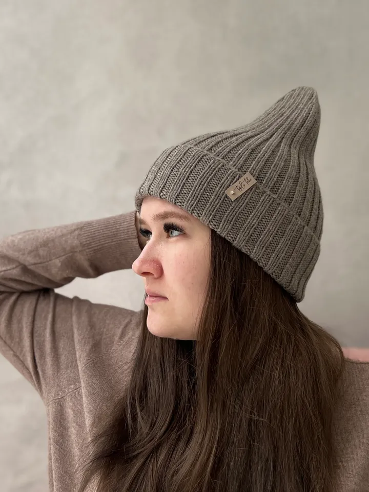 Beige woolen womens hat