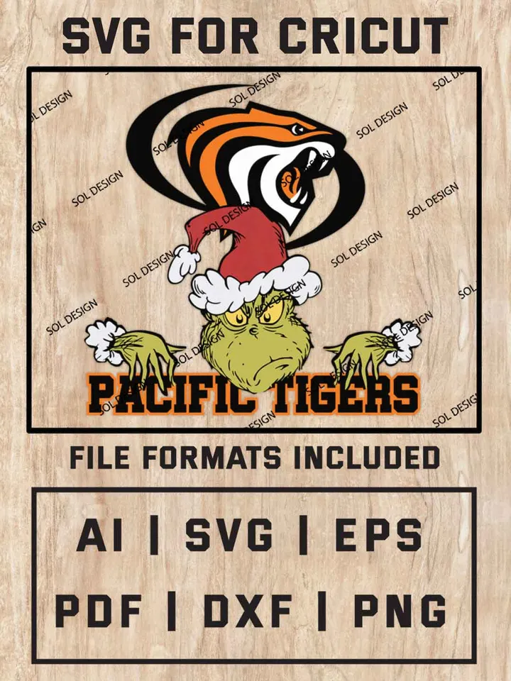 Grinch Pacific Tigers SVG, NCAA SVG Design, NCAA Pacific Tigers SVG, NCAA Pacific Team Cricut, Christmas Svg, Grinch svg, Digital Download