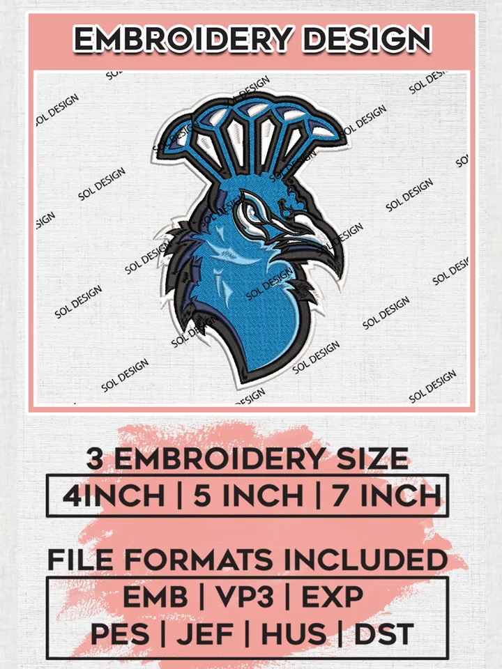 Saint Peters Peacocks Team Head Mascot Logo embroidery designs, NCAA Saint Peters Peacocks Logo Machine embroidery designs, NCAA Team Logo embroidery designs, NCAA Game Day Machine embroidery designs, Digital Download