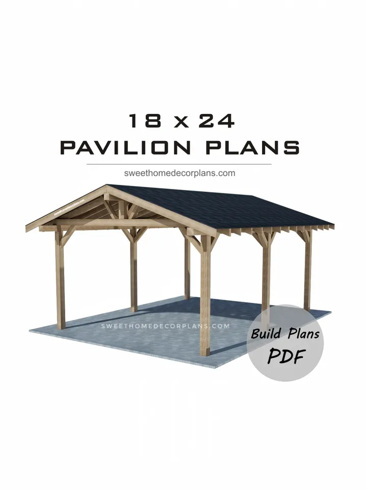 Diy 18 x 24 gable pavilion plans pdf. Carport plans. Patio gazebo plans. Backyard timber frame plans for outdoor. Wooden outdoor gazebo plans. Garage plans.