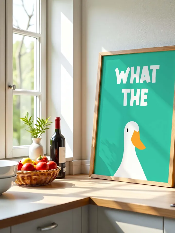 What the Duck Poster Funny Bathroom Wall Art Printable Duck Quote Digital Humor Sign Quirky Toilet Decor Instant Download Digital green