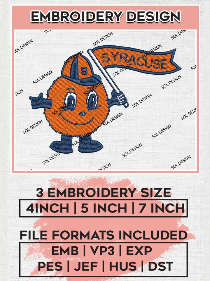 NCAA Syracuse Orange Team Mascot Logo embroidery designs, NCAA Syracuse Orange Logo Machine embroidery designs, NCAA Team Logo embroidery designs, NCAA Game Day Machine embroidery designs, Digital Download