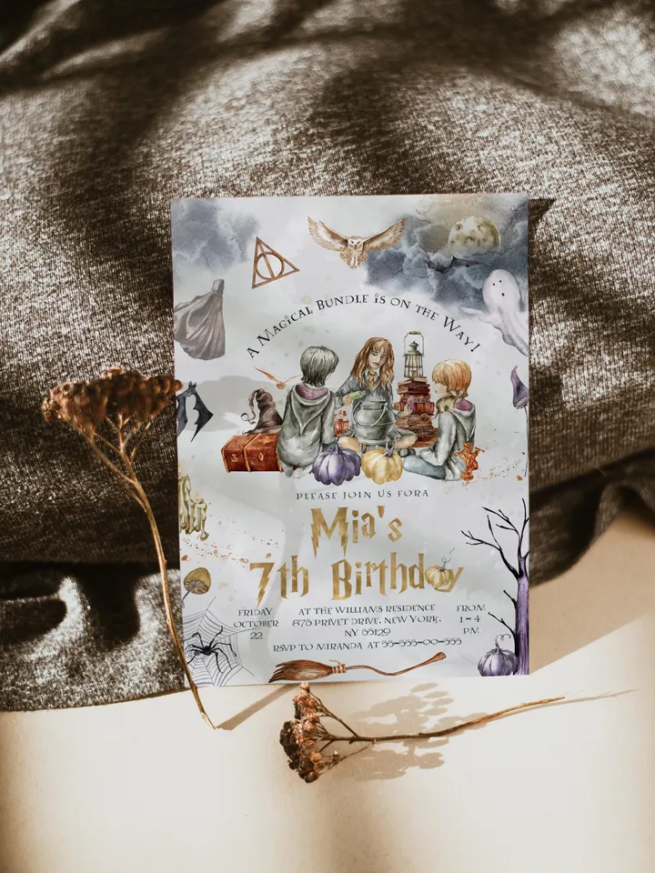The Chosen One Invitation; Wizard Birthday Party; Magic School 1st Birthday Invitation Template; Editable Wizarding World Invitation; a1