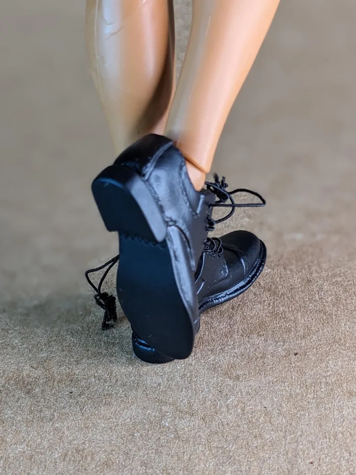 Premium icons black lace-up shoes for 12 inch male dolls