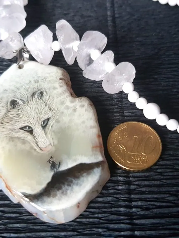 Viking necklace with Fenrir jewelry. Norse jewelry, norwegian folk art. Mjolnir