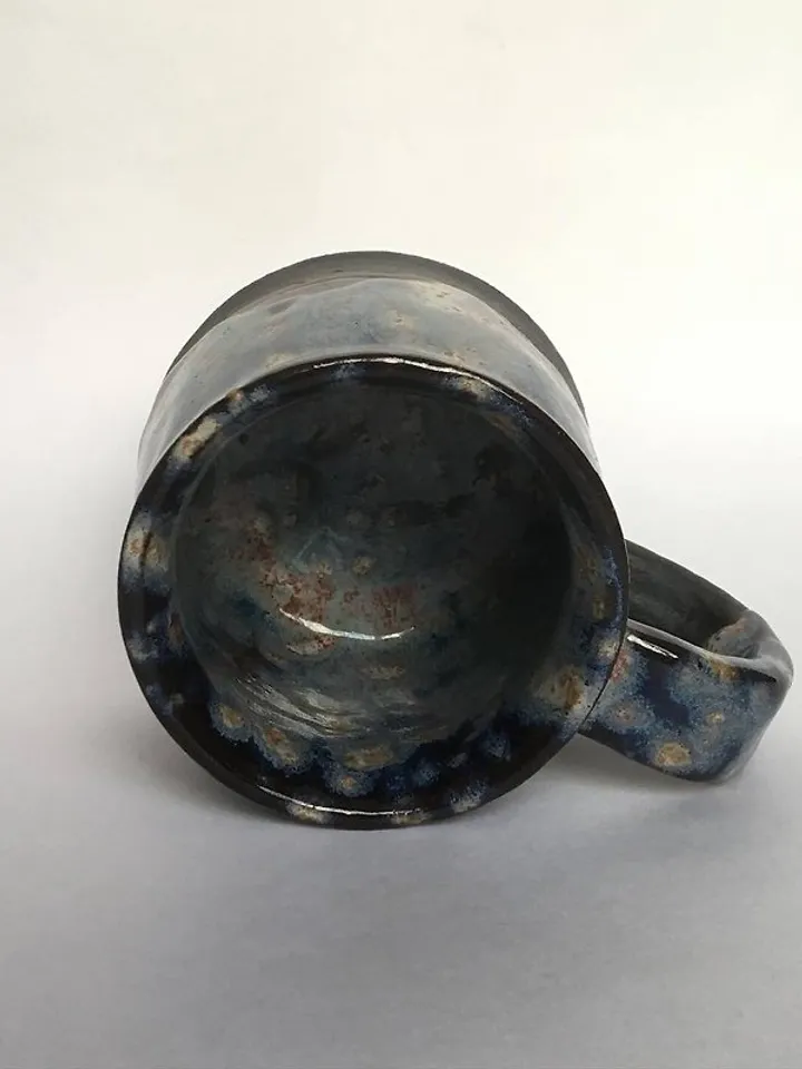 Blue and black galaxy glazed stoneware mug