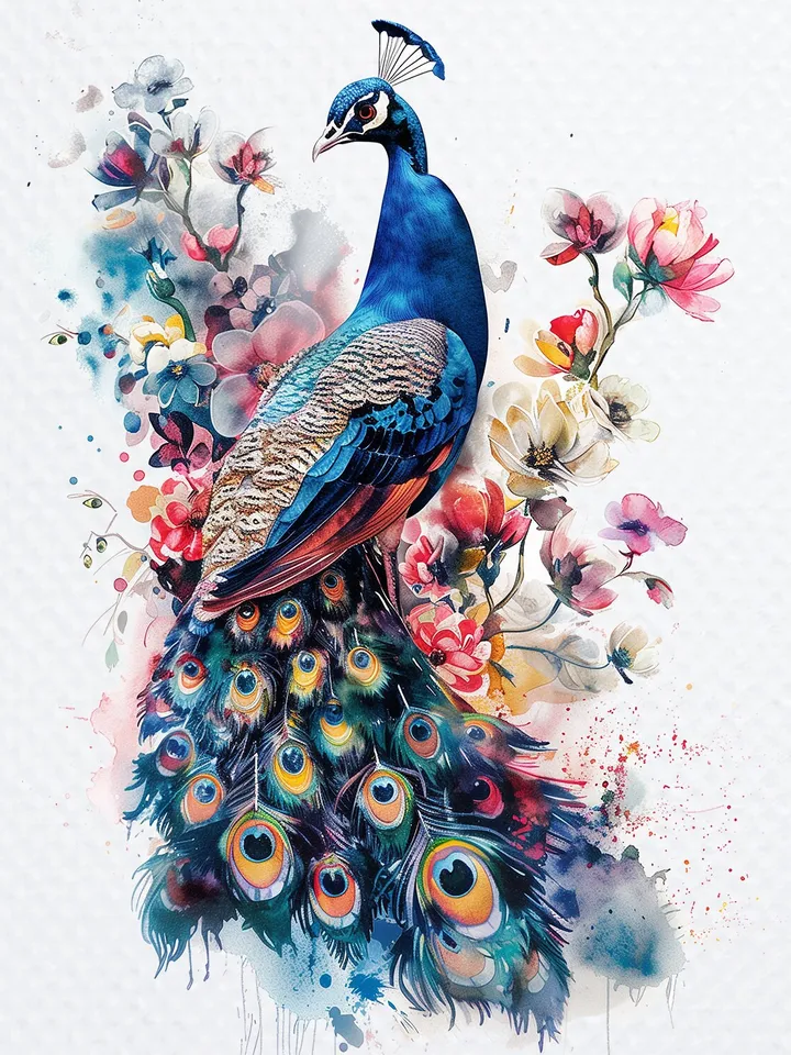 10 Adorable Peacock PNG Bundle, Printable Watercolor Peacock clipart for sublimation, Digital download, Paper craft, junk journals