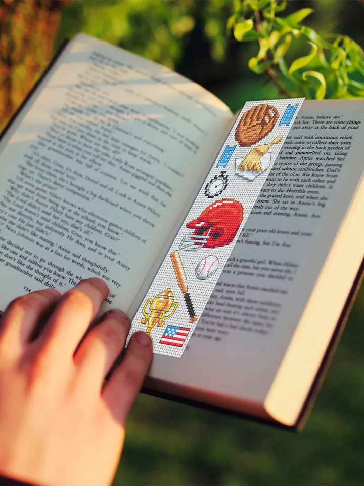 Baseball bookmark cross stitch pattern PDF download Sport mini cross stitch chart Modern bookmark pattern digital PDF Bookmark for men #B309