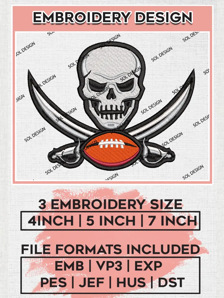 NFL Tampa Bay Buccaneers Machine Embroidery Designs, NFL Buccaneers, NFL Embroidery Designs, NFL Tampa Bay Buccaneers Machine Embroidery Design, Digital Download