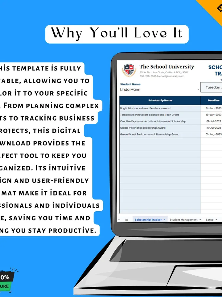 Scholarship Application Tracker Template, Editable Google Sheets Digital Download, Easy-to-Use Scholarship Planner, Student Organizer Tool