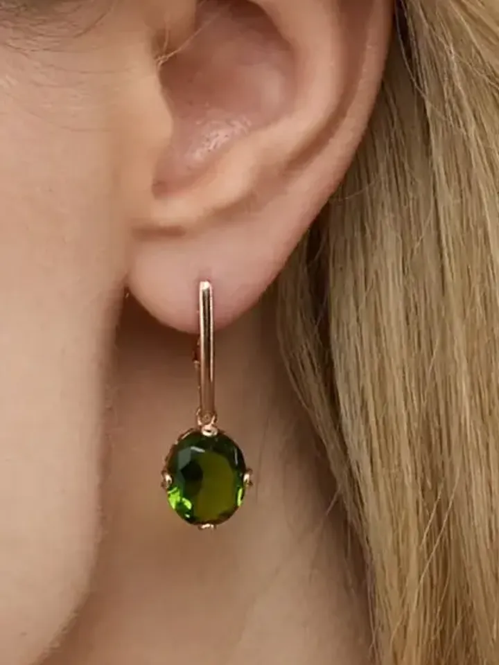 Earrings silver 925 gold plated with chrysolite