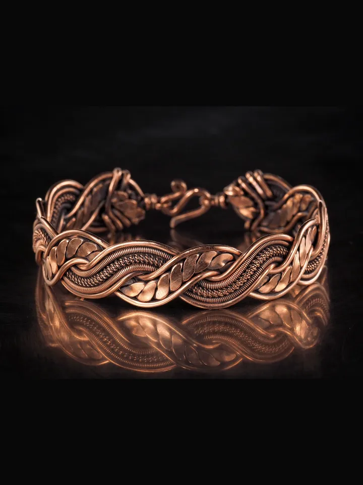 Woven copper wire bracelet Antique style handcrafted copper jewelry Unique gift