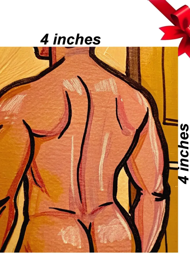 Gay Body Painting Male Original Art Men Abstract Wall Art Gay Wall Decor Gifts Personalized Mini painting framed 4x4 in Handmade Gift