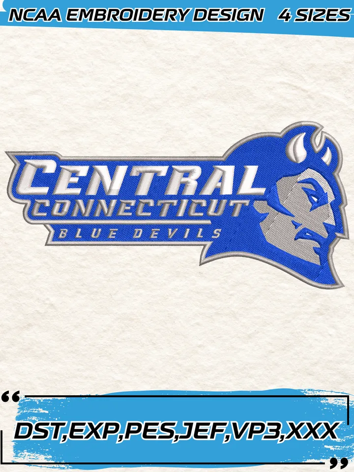 Central Connecticut Blue Devils Embroidery Design,NCAA Logo Embroidery Design,Machine Embroidery Design File,4 Sizes, Digital Download