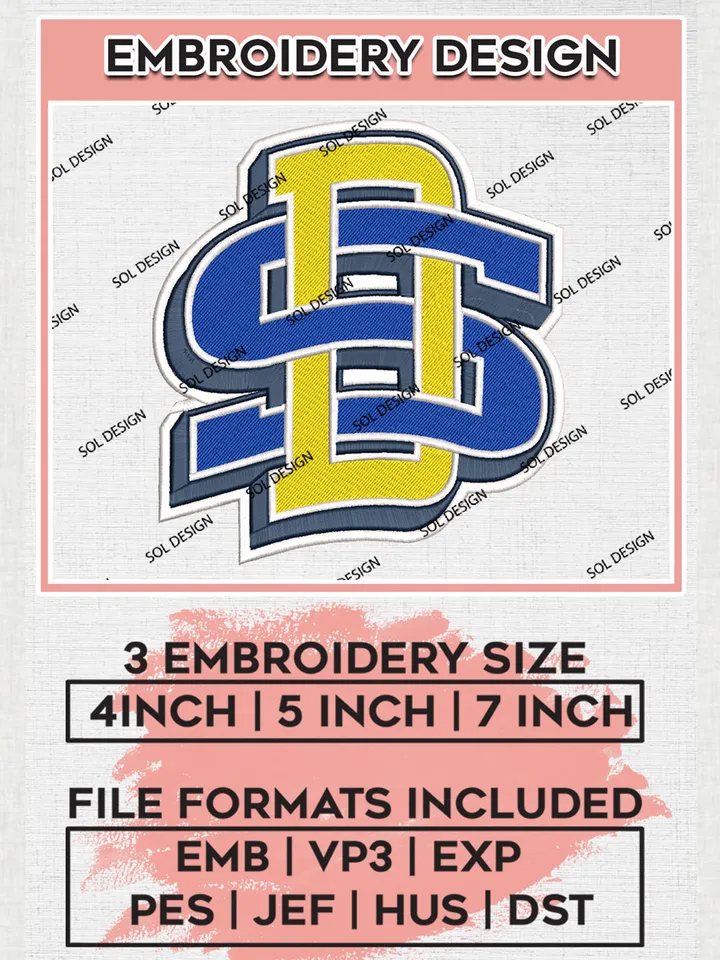 South Dakota State Jackrabbits Logo Machine Embroidery Design, NCAA South Dakota State Jackrabbits Embroidery Design Design files, NCAA Embroidery Designs, NCAA Machine Embroidery Designs, Digital Download