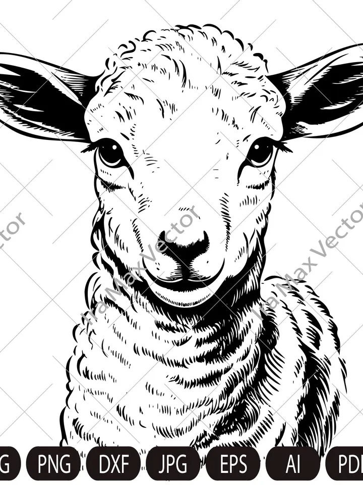 Lamb Svg, Lamb head svg, Lamb face ,Sheep svg, Cute Farm Animal, Livestock,farm life, Lamb Clipart, Lamb Vector, Lamb printable, Lambs svg