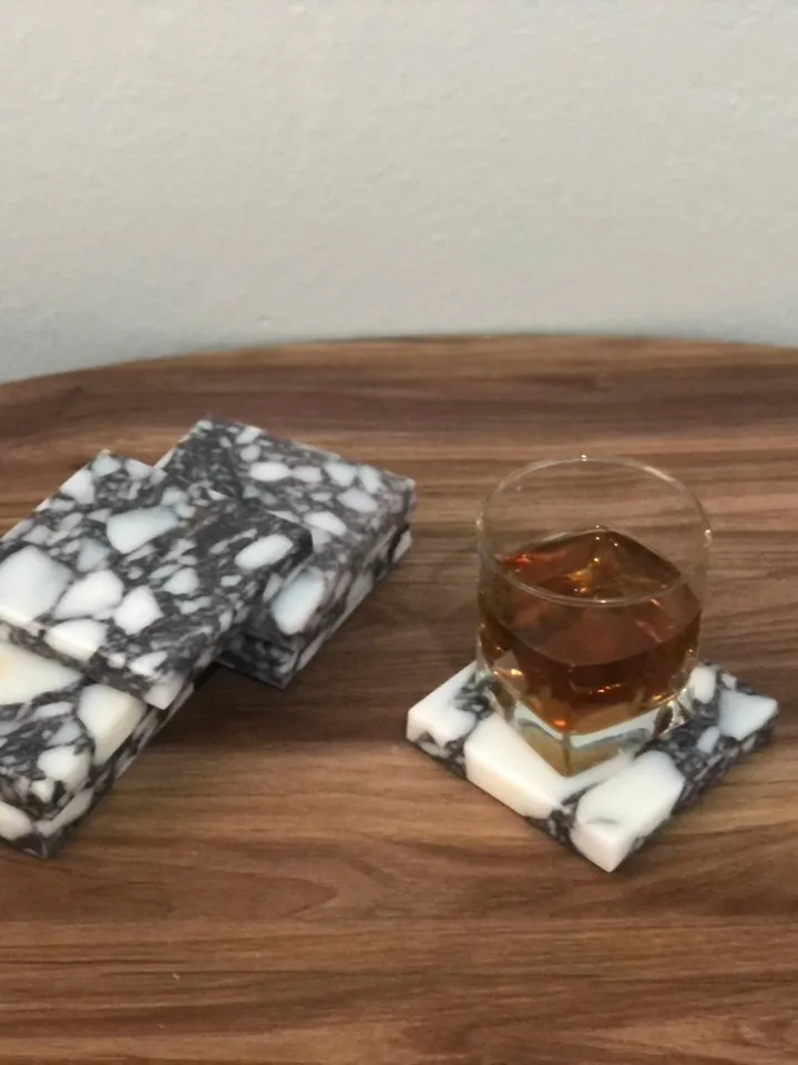 Calacatta Viola set of 2-4-6 SQUARE coasters, italian marble 100% Handmade İtalian Model