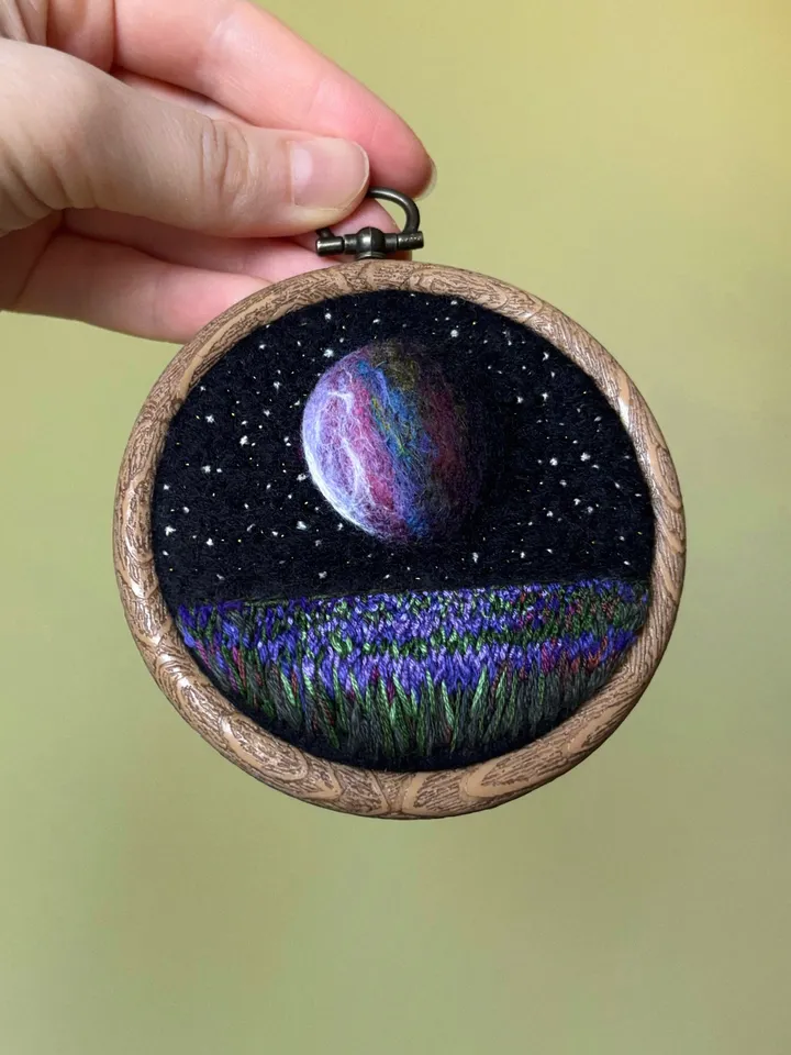 Embroidered and needle felted painting