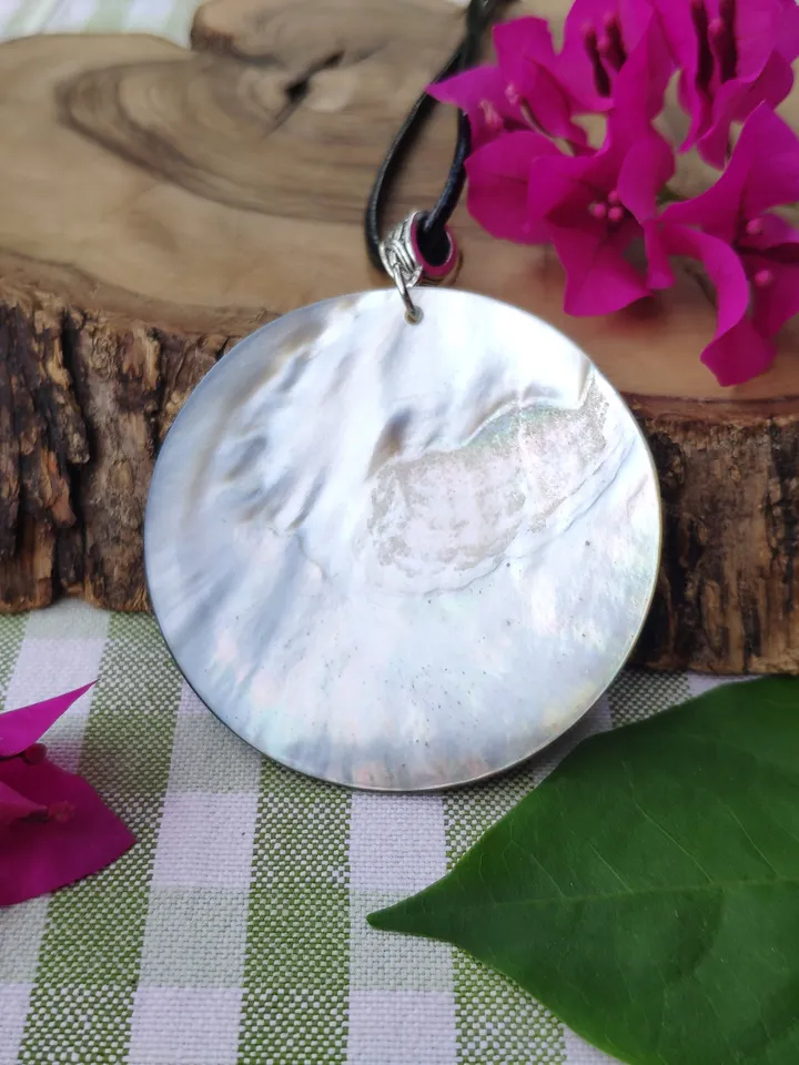 Pearl pendant necklace: Purple iris flower hand painted on dainty necklace • trendy art jewelry fitting for cute dress • fresh floral style