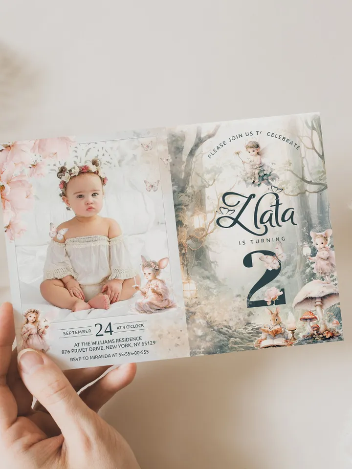 Editable Fairy Birthday Invitation Fairy Floral Birthday Invite Magical Enchanted Fairy 1st Birthday Invite Pixie Fairy Party Magical fa12