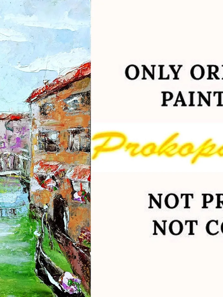 Venice Painting Original Art Italy Impasto Oil Painting Seascape Coast Impasto by ArtProkopaloSv