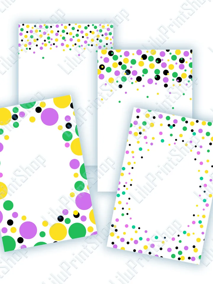 Confetti border overlay png Carnival clipart Mardi gras invitation Mardi gras png Mardi gras background 4 6 inch Mardi gras border clipart