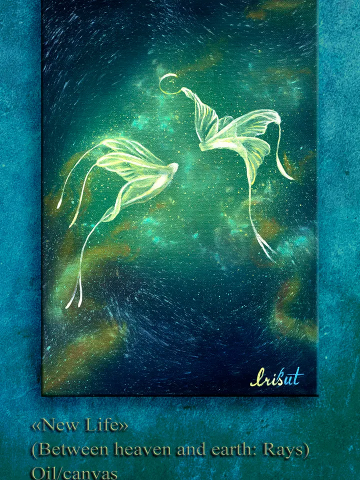 Butterflies Painting Space Artwork Underwater Original Art
