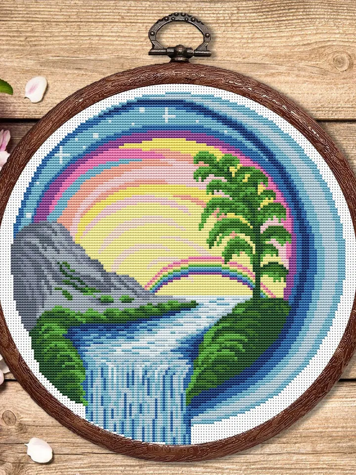 Magic Sunset Cross Stitch Pattern, Paradise Cross Stitch, Embroidery Travel, Travel Cross Stitch Pattern, Modern Cross Stitch #trl016