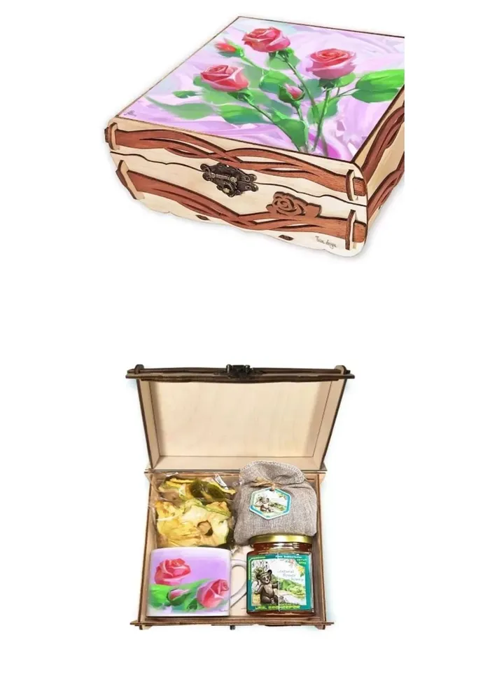 Gift set box with honey "Roses"
