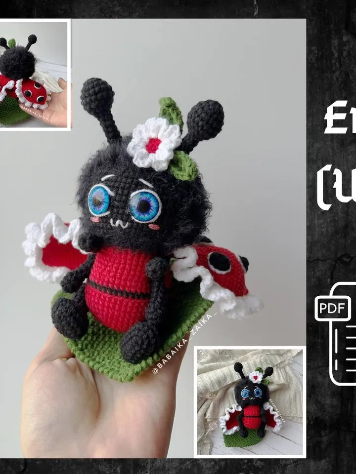 PDF Crochet Little Ladybug Pattern, Amigurumi Ladybug Pattern, Crochet Insect, Crochet Bug Doll Crochet Pattern, Amigurumi cute bug, Leaf