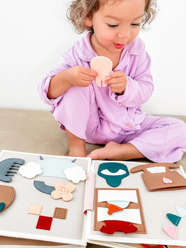 dollhouse felt quiet book 8 pages, travel busy book for girl 1-2-3-4 year old, pretend play, felt montessori christmas gift toys,kinderkrama
