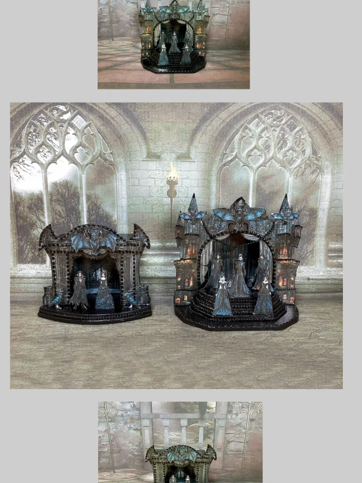 Gothic puppet theaters. Theaters for a stylized dollhouse. Gothic. 1:12. Handmade.