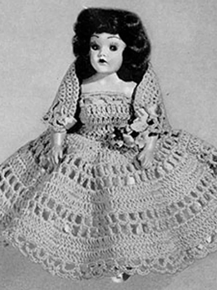 Vintage Crochet Pattern Dress for Doll Doreen Doll Pattern Digital Download PDF