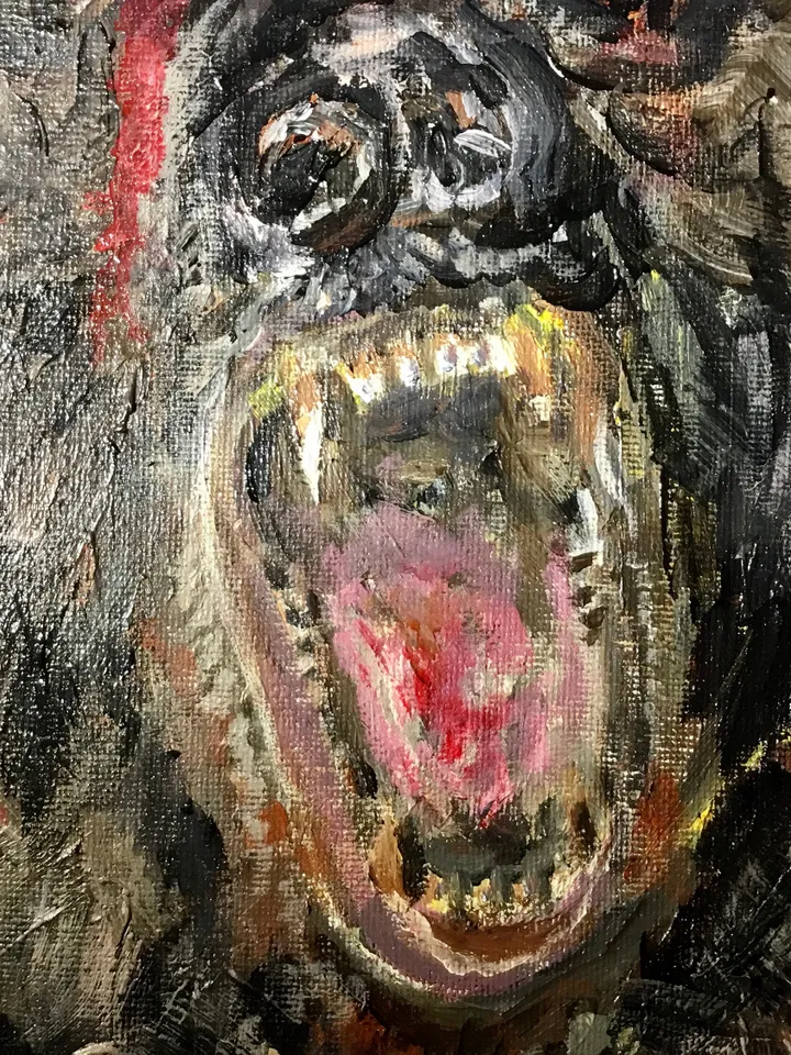 Angry bear,original acrylic and oil painting on canvas board,roaring bear painting,animals painting.