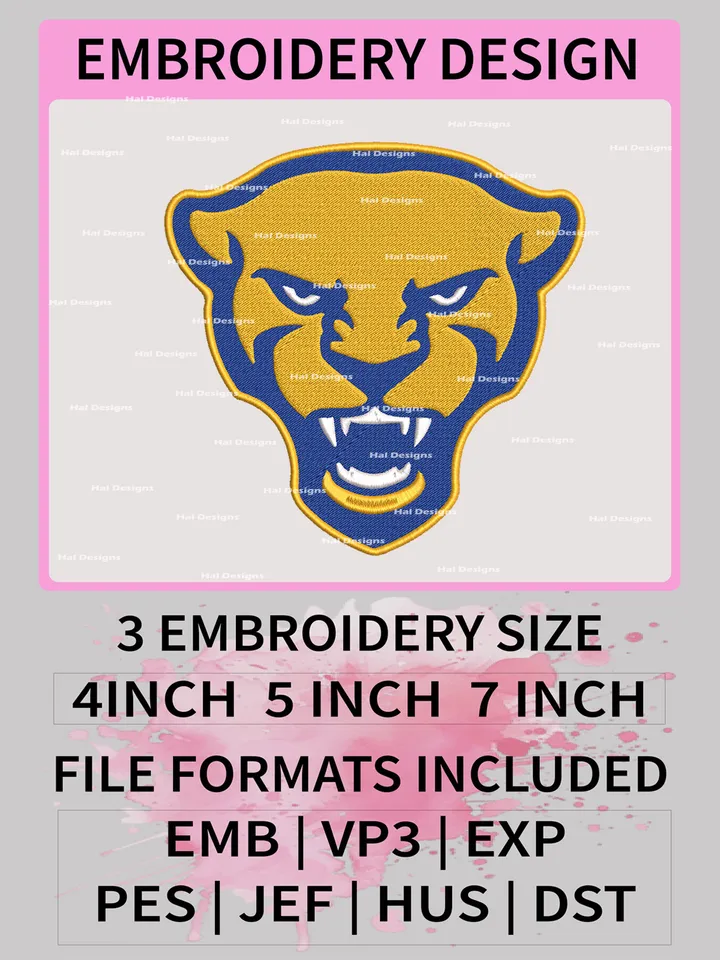 NCAA Pittsburgh Panthers Embroidery File, 3 Sizes, 6 Formats, NCAA Machine Embroidery Design, NCAA Logo, NCAA Teams
