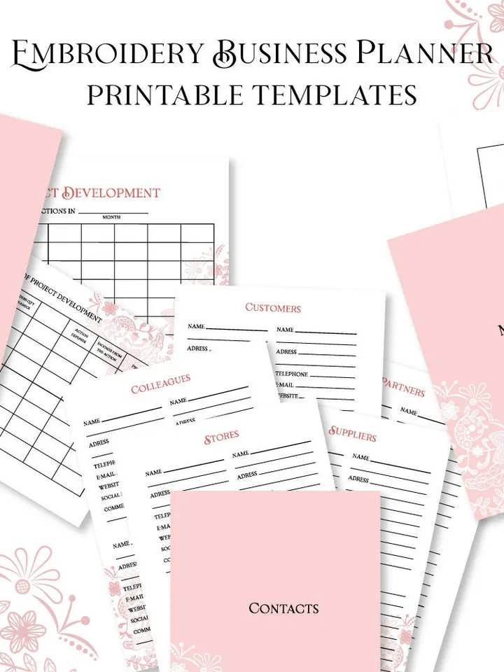 Embroidery and sewing business planner Printable A5 PDF Planner Embroidery Journal planner 49 pages Stickers Template Digital Planner
